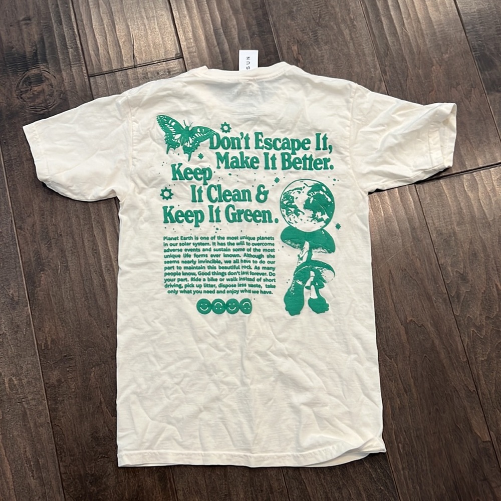 Pac Sun Clean Earth T-shirt NWT Small Off White